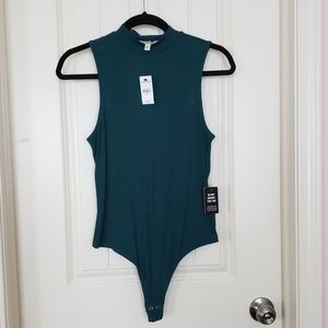 Express ribbed mock turtleneck bodysuit